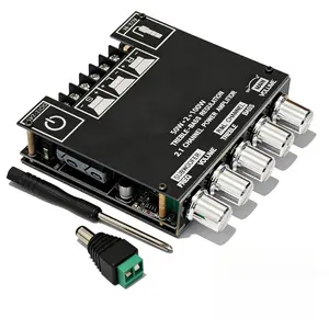 Bluetooth 5.1 Audio Stereo Amplifier Board,50W x 2 + 100W HiFi 2.1 Channel Mini Subwoofer Power Amp Module with Treble & Bass Control,DC 12-24 V, Audio Amp Board for Home DIY Wireless Speaker