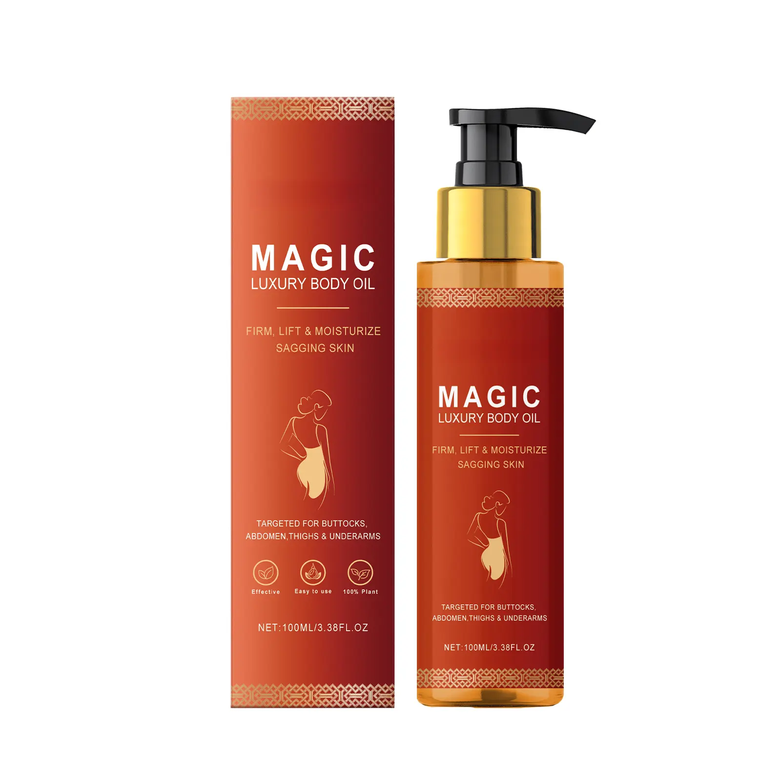 Firming Body Oil with Lavender Extract & Rose Oil, Moisturizing Body Care Oil for Soft, Smooth, Radiant & Firmer-Looking Skin