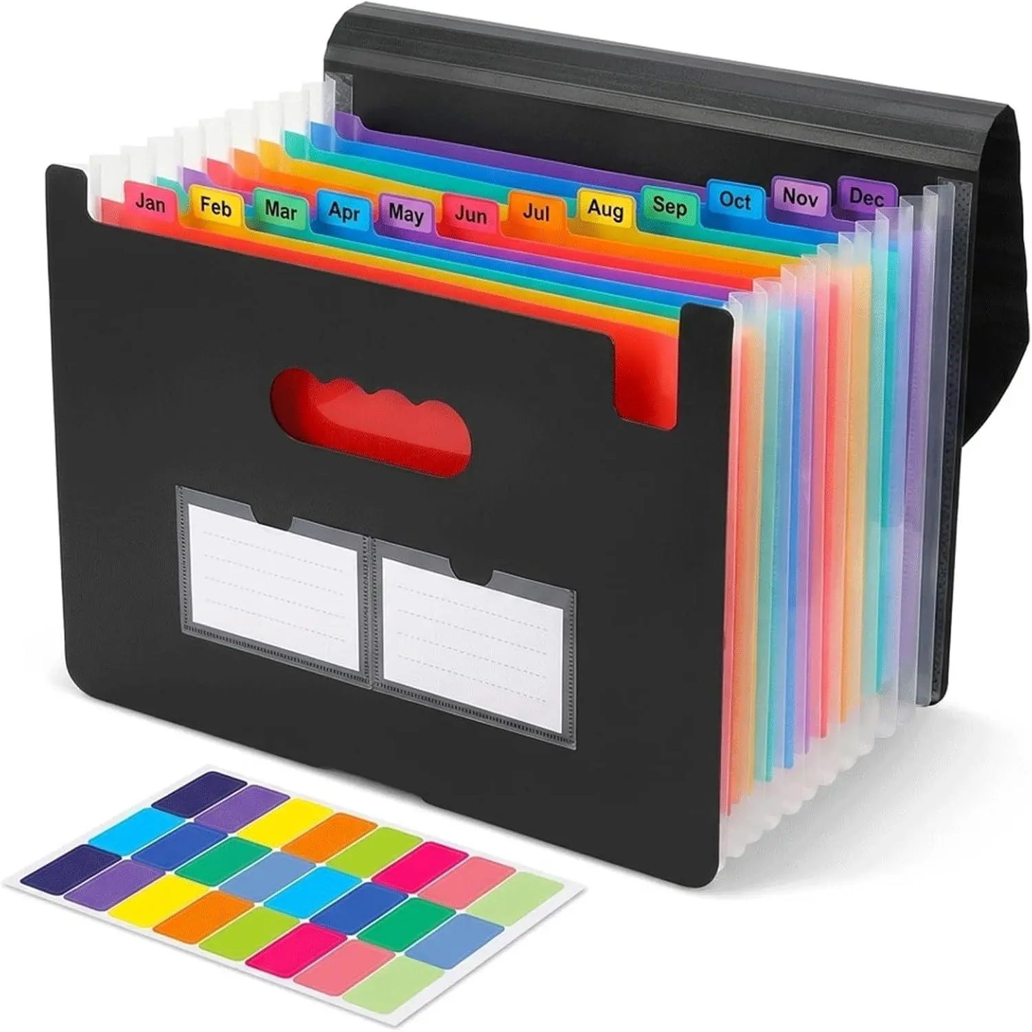 Accordion File Organizer, 13 Pockets 18 Lines Expanding File Folder, Portable Paper Bill Receipt Organizer, Letter A4 Size Document Holder with Blank Labels for  School Office Supplies