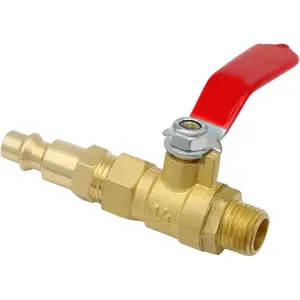 1/4 inch NPT Brass Ball Valve Kit Air Compressor Shut Off Valve With M-Stype Air Plug Fitting 1/4"NPT Male Thread 2 Part Unit