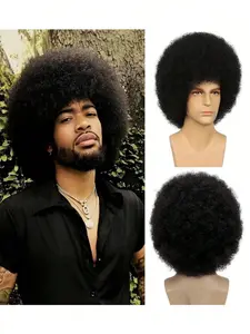 Afro Wigs for Women/Men Short Curly Afro Kinky Wig 70s/80s Bouncy Huge Fluffy Puff Wigs Premium Synthetic Hair Wig for Cosplay Party Carnival Festival and Daily