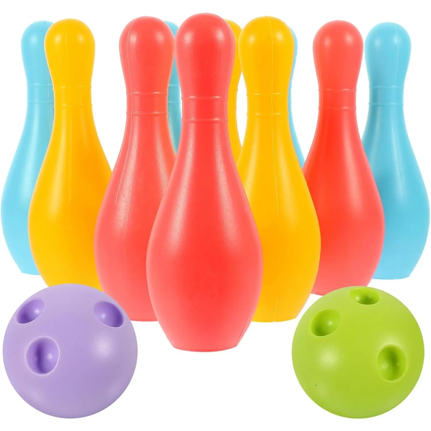1Set Plastic Bowling for Indoor Outdoor Recreational Bowling Plaything Fun Pin and Ball for Partiesfidget toys