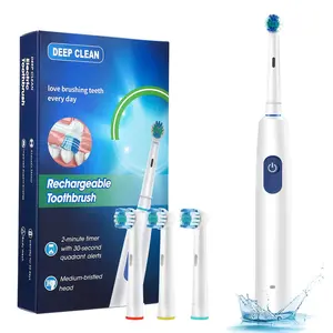Long-lasting Adult Rotating Electric Toothbrush, Rechargeable Toothbrush, Classic Black & White, 5 Adjustable Modes, Full Waterproof, Smart Zone Timing Reminder, Portable for Travel, Ideal Oral Care Gift.