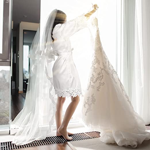 Bridesmaid Robes Rose Gold Bride Robe Wedding Bridesmaid Gift Satin Lace Robe Bridal Dressing Gown Bachelorette Party Pajamas