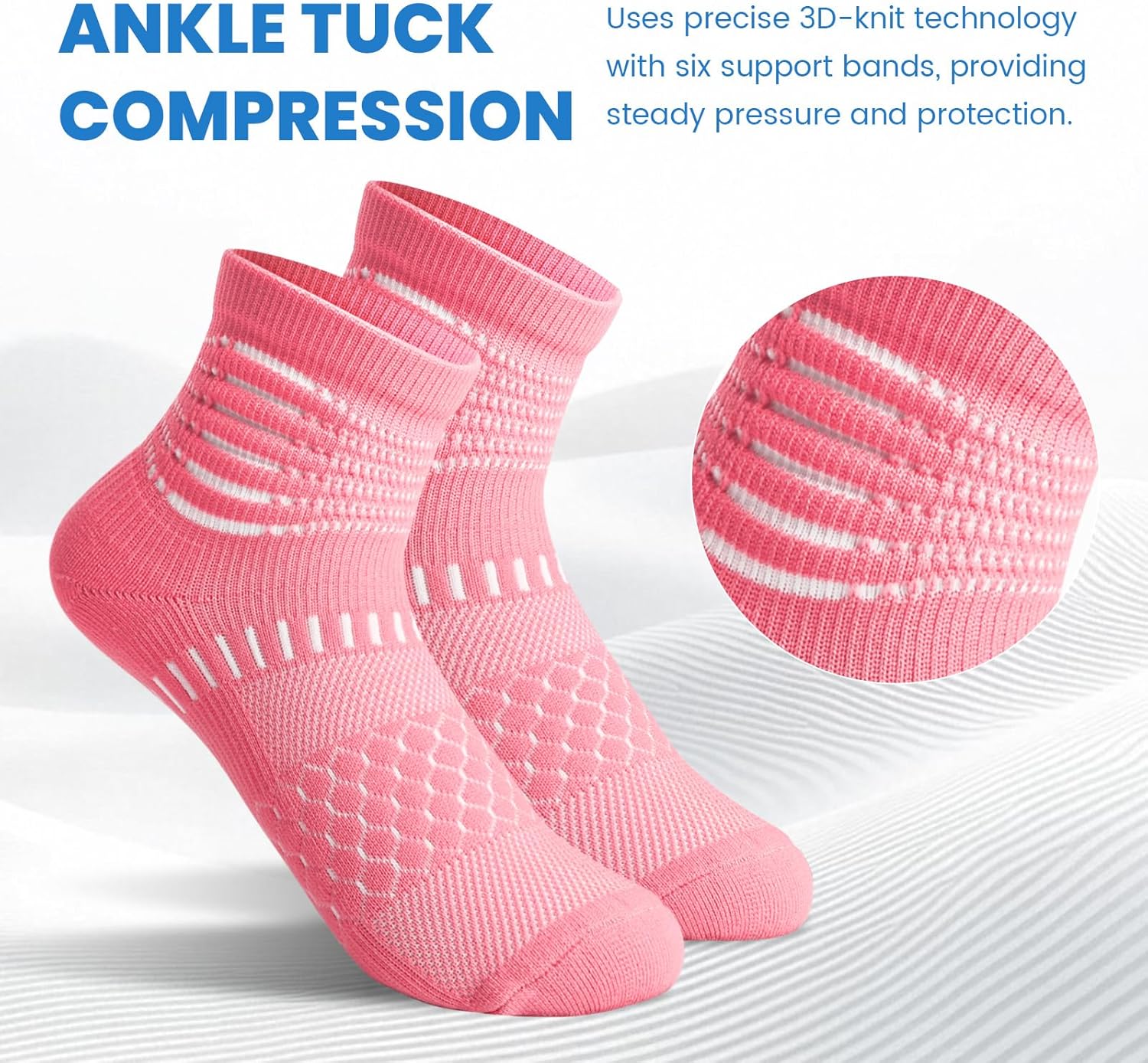 Ankle Compression Socks for Women Men Plantar Fasciitis Relief 3/5 Pairs Cushioned Athletic Running Socks