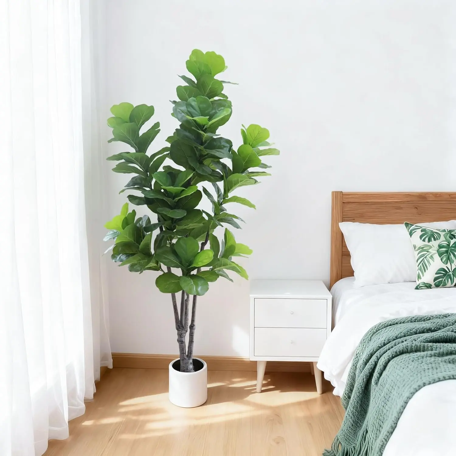 Garvee 7Ft Artificial Fiddle Leaf Fig Tree in Pot – Realistic Faux Ficus Lyrata Silk Plant for Indoor and Outdoor Decor, Perfect for Office, Restaurant, Home, and Housewarming Gift