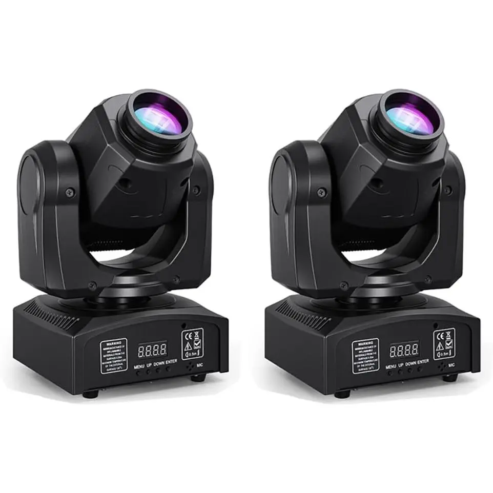 60W LED Moving Head Stage Lights with DMX512 Control - 8 Gobos & 8 Colors, Sound Activated, 540° Pan & 270° Tilt, Compact DJ Light for Wedding, Party Stage Lighting (2 Pack)