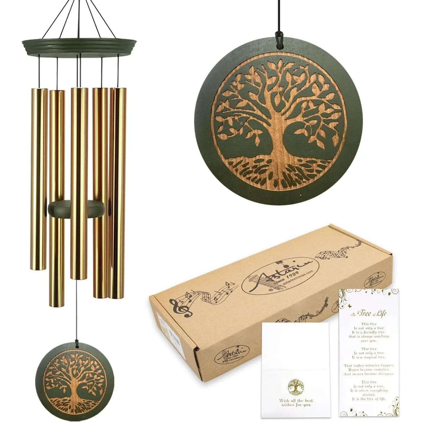 Memorial Wind Chimes for Outdoor & Gifts – Engraved Tree of Life, 36” Durable Metal Chimes with  Melodies,  & Customizable