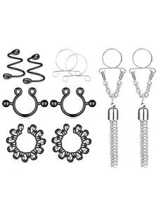 10pcs Fake Nipple Piercing, Realistic Fake Nipple Rings, Body Jewelry Accessory, Safe & Comfortable Design, Perfect for Daily Wear
