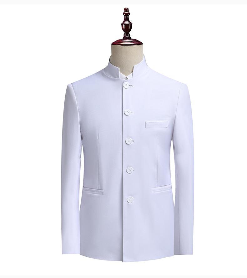 Men's Stand Collar Mandarin Suit  Slim Fit Stage Performance Groom Tuxedo, Young Men's 2 Piece Formal Wear