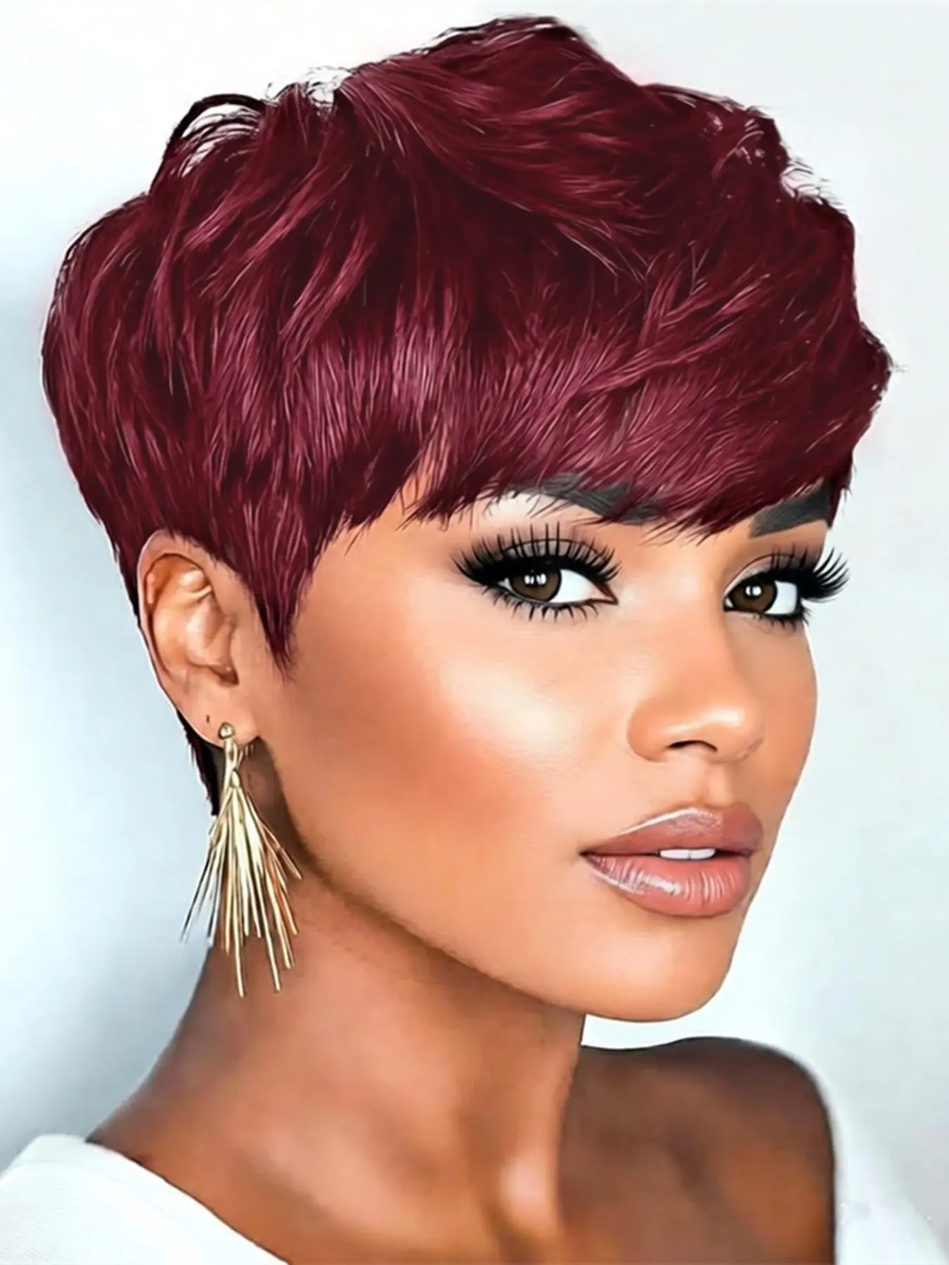 Women's Short Straight Human Hair Wig, Machine Made Pixie Cut, Daily Party Use, Stylish Gift Wig, Blonde Color, 613 & 1b30 Options