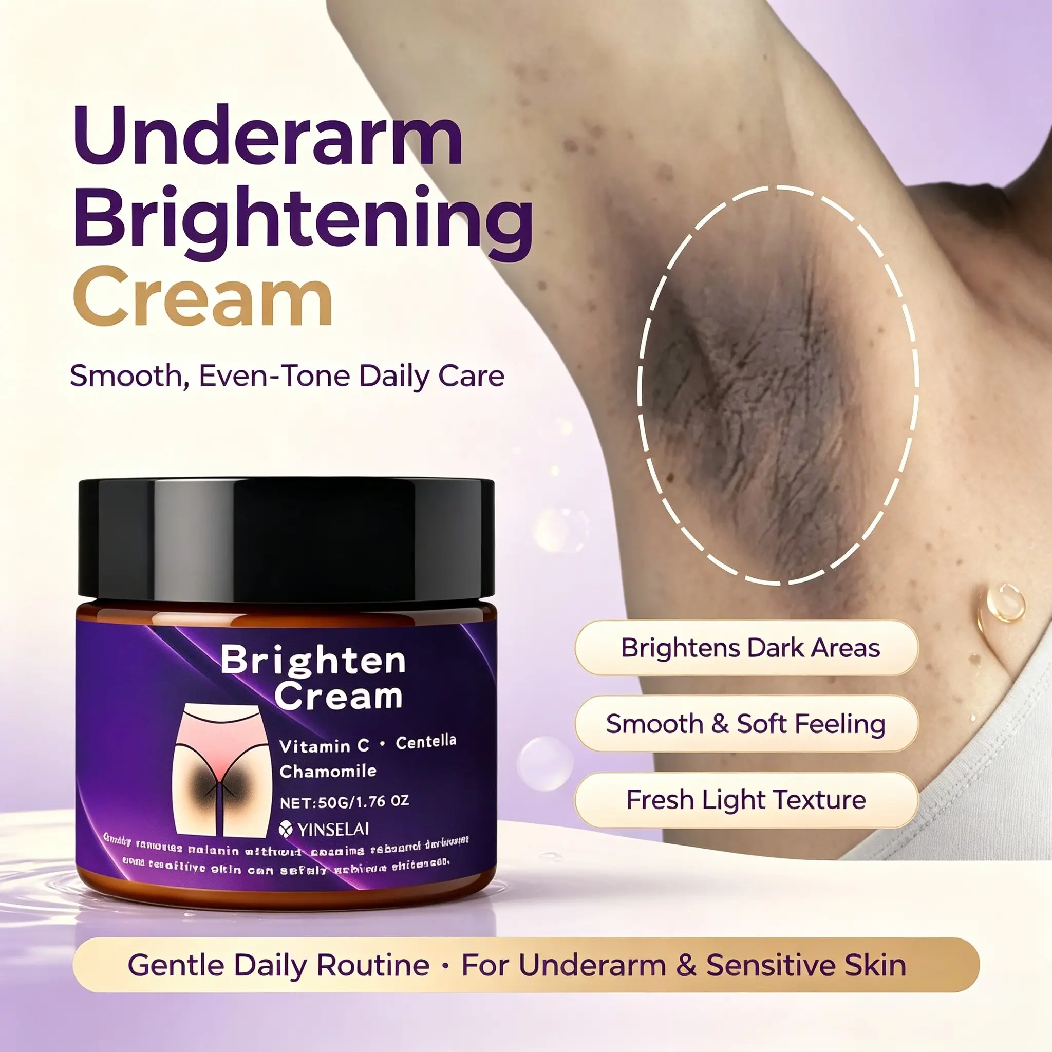 Vitamin C Brightening Cream, Centella + Chamomile Corrector, Glowing Skin, 50g