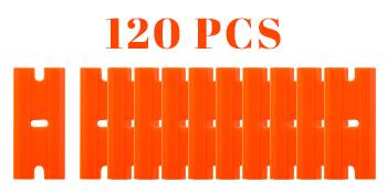 Plastic Razor Scraper, 2 Pack Razor Scraper with 120 Pcs Razor Blades for Removing Glue, Sticker, Decals, Tint from Car Window and Glass(Blue)