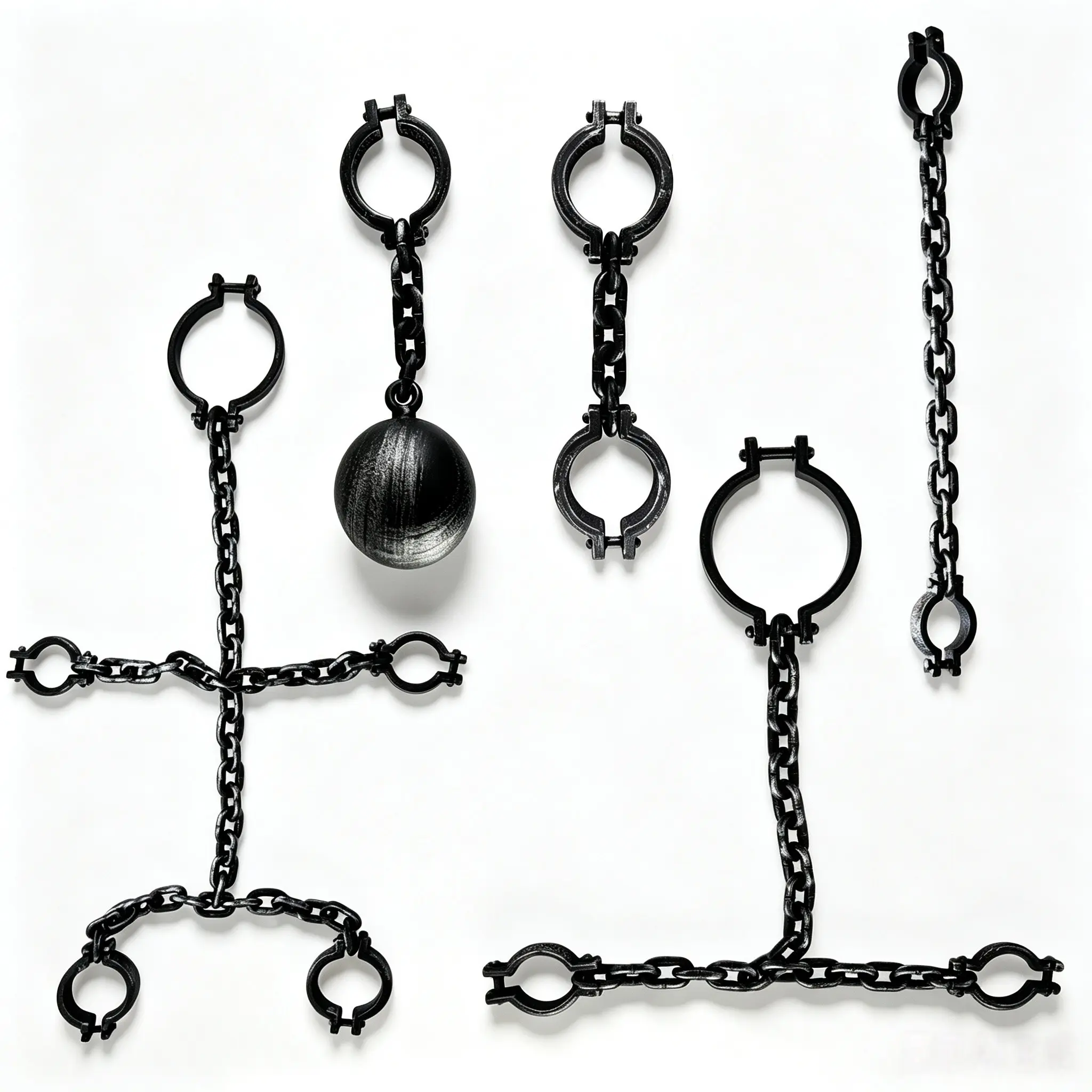 Plastic Prisoner Handcuffs and Shackles, Halloween Role Play Props, Prison Party Costume Accessories, Chain Foot Ball Cuff