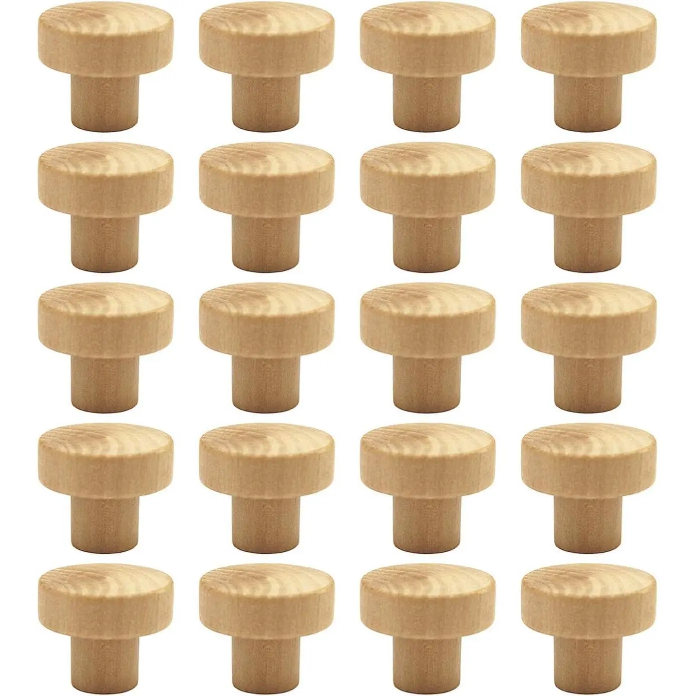 Solid Wood Cabinet Dresser Furniture Drawer Knobs, 20-Pack | Unfinished Wooden Knobs Pulls Handles, 1.4" Dia, 1.2" HeightGift