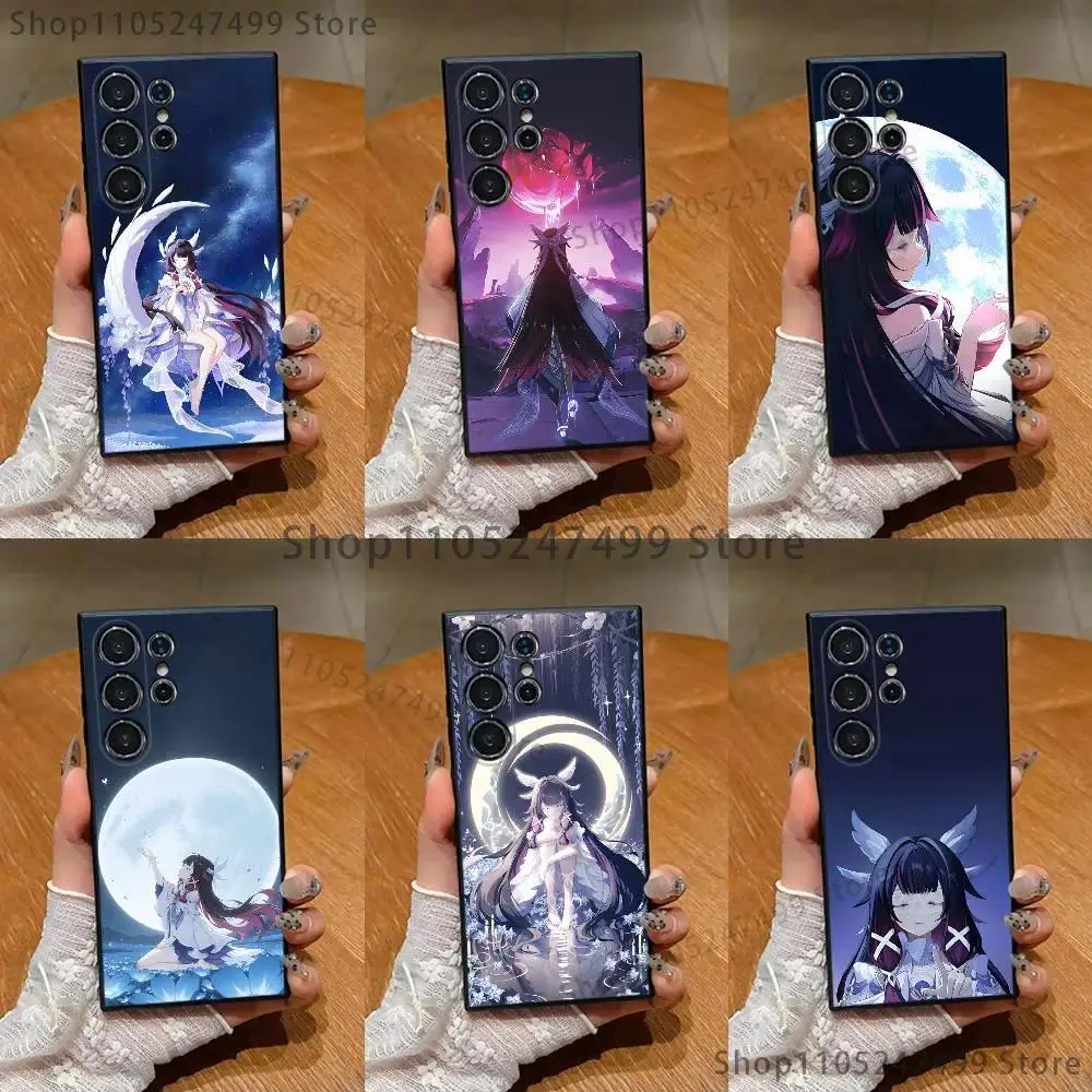 Genshin Impact Columbina Phone Case Soft Silicone Black Shockproof Protective Cover Compatible with Samsung Galaxy S23-S25 Series
