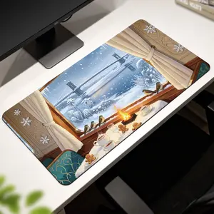 Premium Winter Bridge View With Birds Illustration High Quality Mouse PadModern Office Gaming Comfort ExperienceNonSlip Durable For Daily Work And Play 40*80cm 40*90cm30*70cm