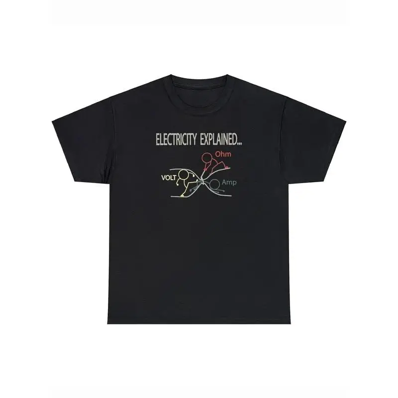 Men's Short-Sleeve Ohm Law Circuit Graphic T-Shirt, Comfortable Menswear Streetwear Top for Science Lovers, Casual Sports & Outdoor Clothing, Shortsleeve, Tshirt