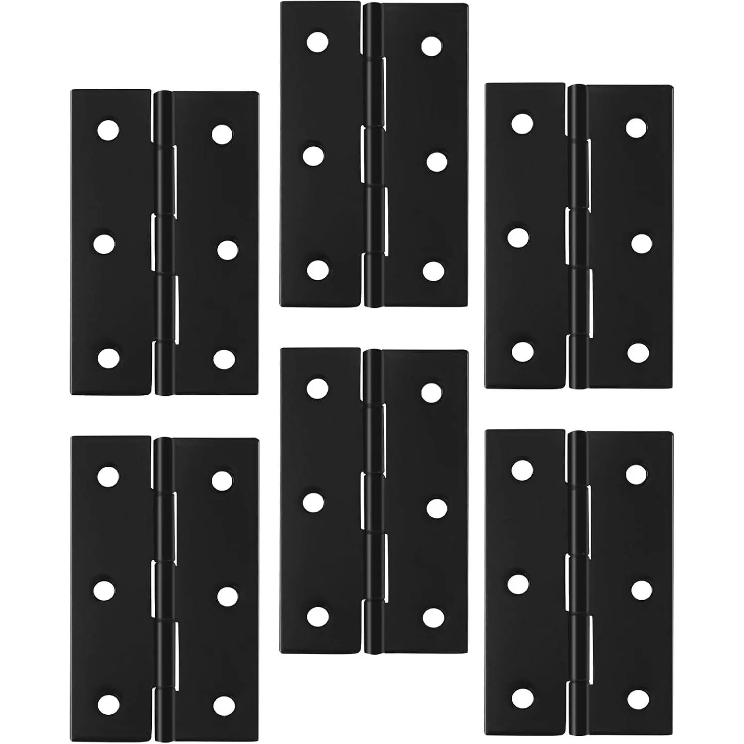 6 count  Hinges Black, 2.87" x 1.73" Cabinet Door Hinge | Flat Folding Box Hinges, for , Wooden Box, Small Cupboard Furniture Hinges