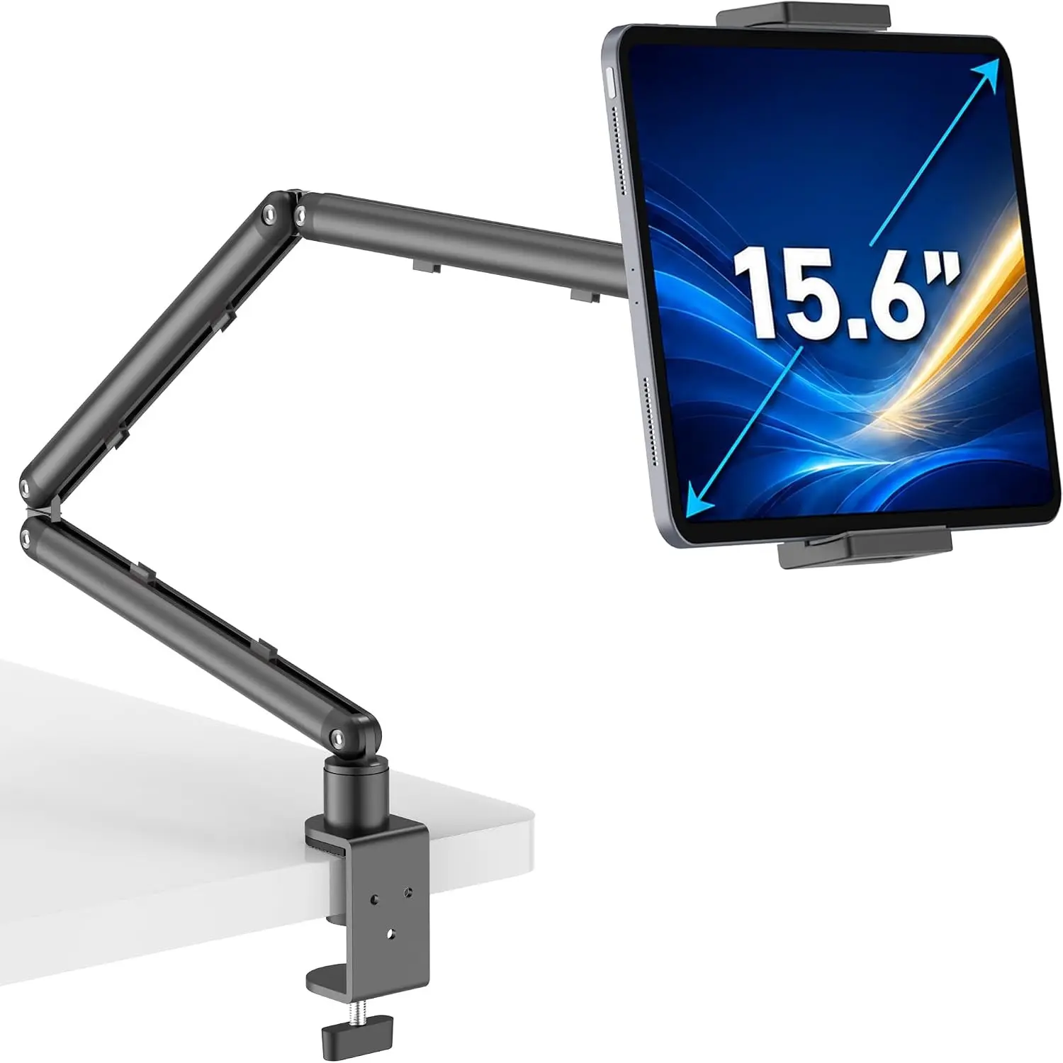 Adjustable iPad desktop stand, iPad bedside stand, 360° rotating tablet arm stand, foldable long-arm screen stand, stand for both phones and tablets, Tablet Mount, suitable for kitchen, work, video calls