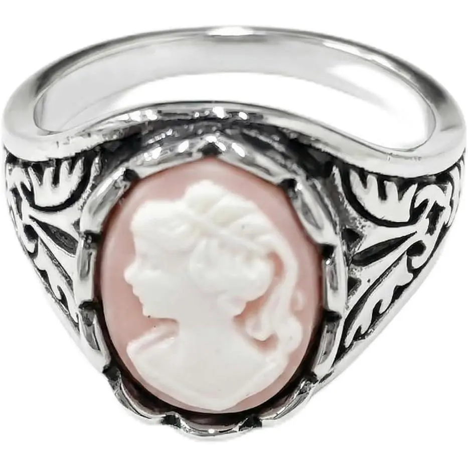 Antique Beauty Lady Cameo Oval Statement Ring for Women Victorian Portrait Art Decor Stacking Engagement Anniversary Finger Rings  Baroque Birthday  for Wife Mother