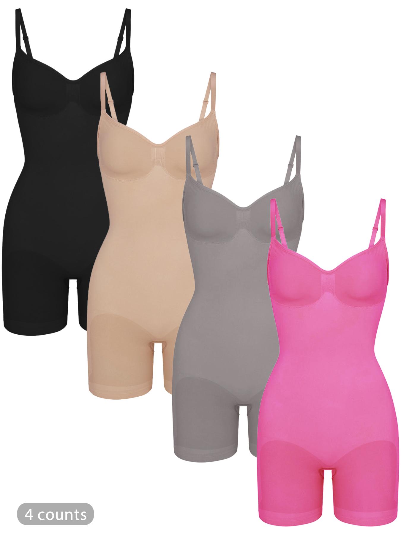 Women's Solid Adjustable Strap Scoop Neck Shapewear Jumpsuits , High Stretch Tummy Control Butt Lifting Shaper, Women's Shapewear for All Seasons