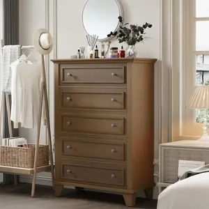 White 5 Drawer Dresser for Bedroom, 48" Wood Dresser & Chests of Drawers with Deep Drawers, Modern Dresser Chest Organizer with Metal Handles for Living Room, Hallway, Entryway