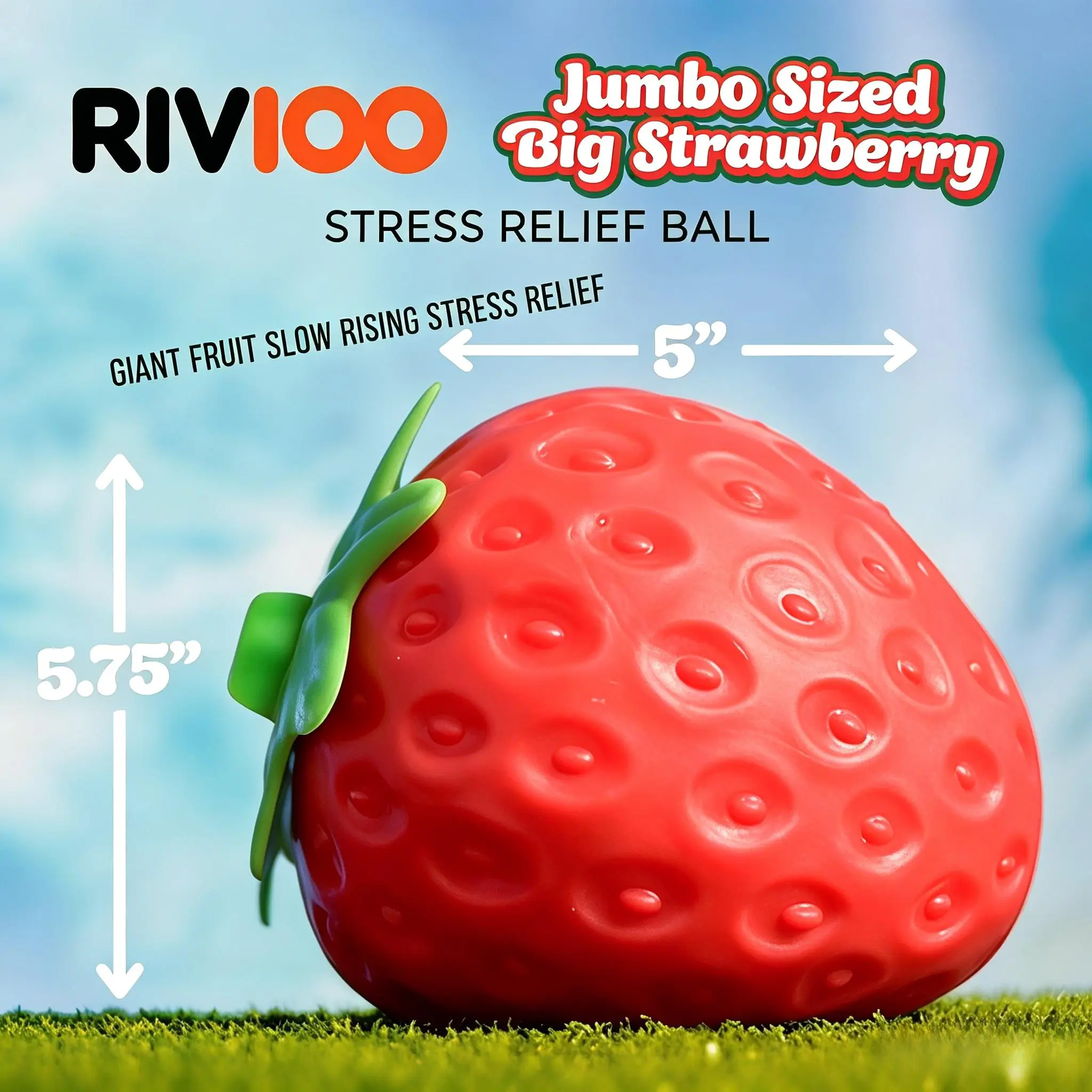 RIVIOOGiant big strawberry decompression kneading toy, soft waxy feel girlish heart tricky kneading slow rebound desktop good things
