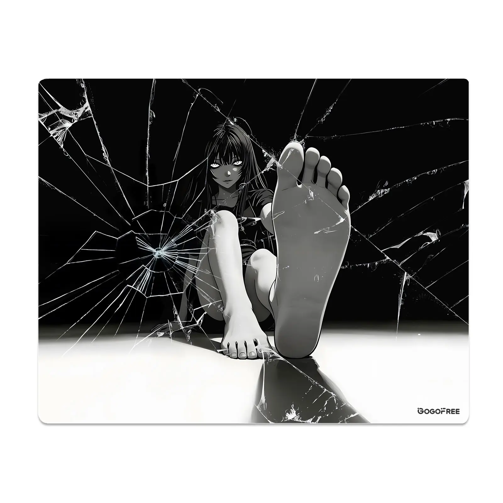 GOGOFREE Shattered Gaze Premium Glass Mouse Pad Durable Tempered Glass Gaming Accessory  Ultra-Smooth Surface Waterproof Extra-Large 15.8" x 19.7" Precise Speed Control non slip comfortable mousepad Suitable for computer Esports/Office gamer desk setup, G