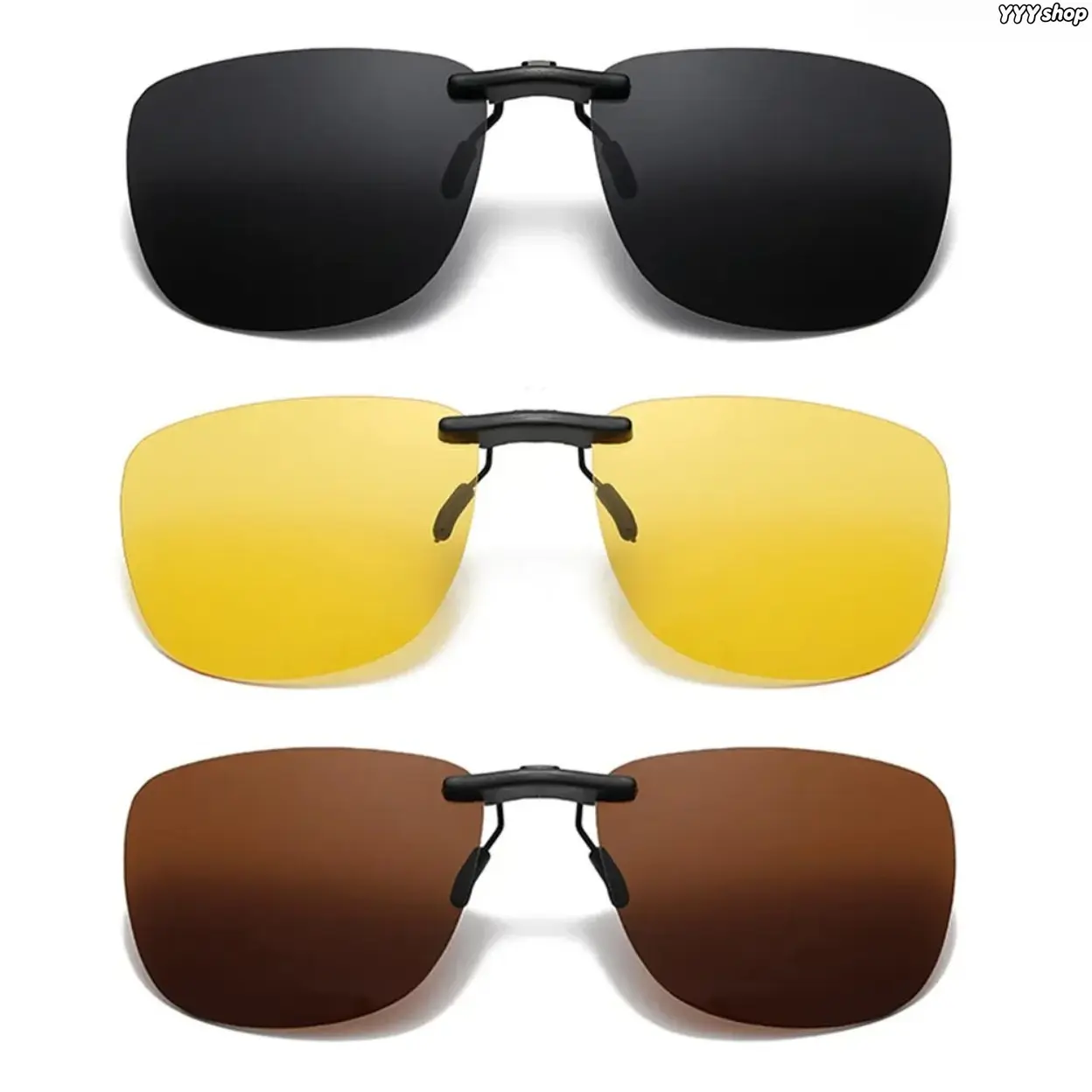 3-Pack Clip-On Square Sunglasses for Prescription Eyeglasses, Premium Nylon UV400 Anti-Glare Clip Shades, Portable Stylish Outdoor UV Protection Accessories for Women