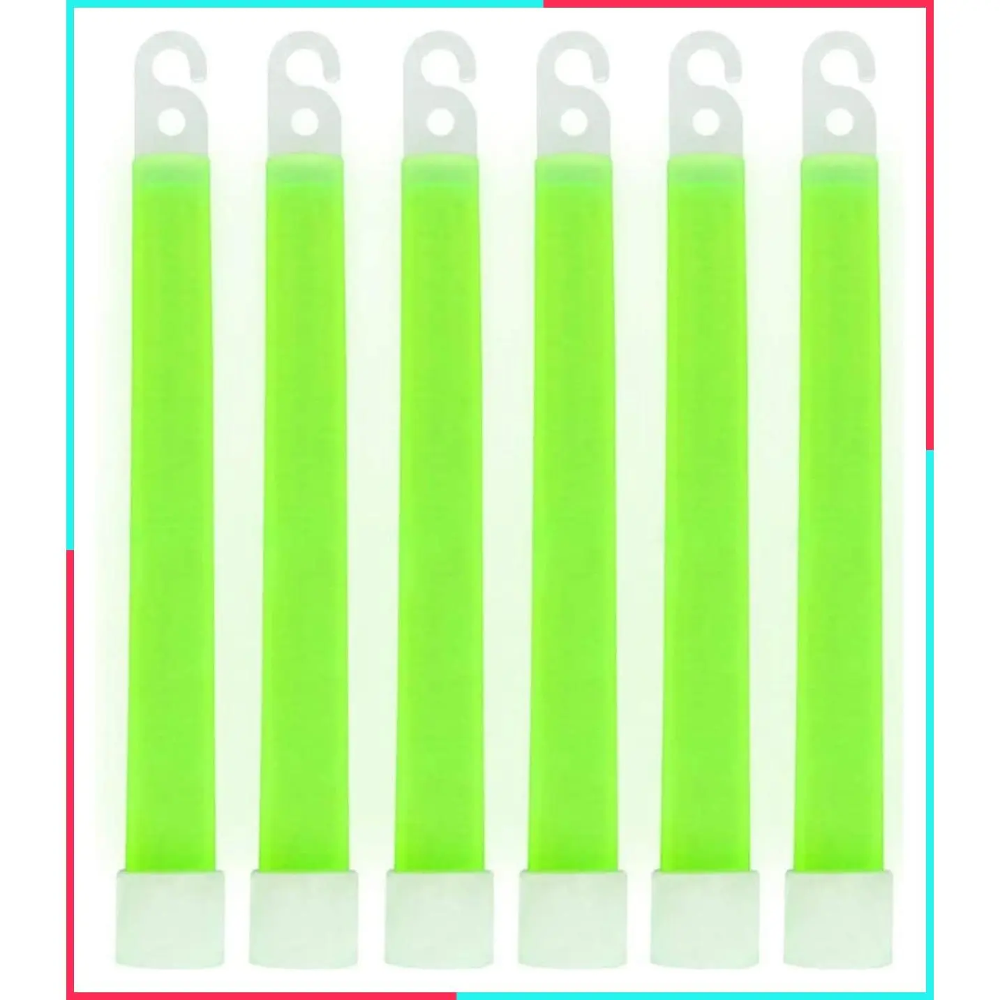 Green Glow Sticks, Premium Bright 6” Snap & Light Sticks, 12 Hour - 6 Pack