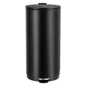 8 Gal Round Trash Can with Soft Close Lid & Foot Pedal, 30L Modern Garbage Can with Removable Inner Bucket, for Kitchen, Bathroom, Living Room & Office