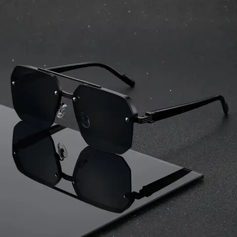 Retro Double-Bridge Square Sunglasses - Unisex Fit Style, UV400 Glare Cut UV Blocking Lenses, Retro Look Sun Protective Shades for Party Wear