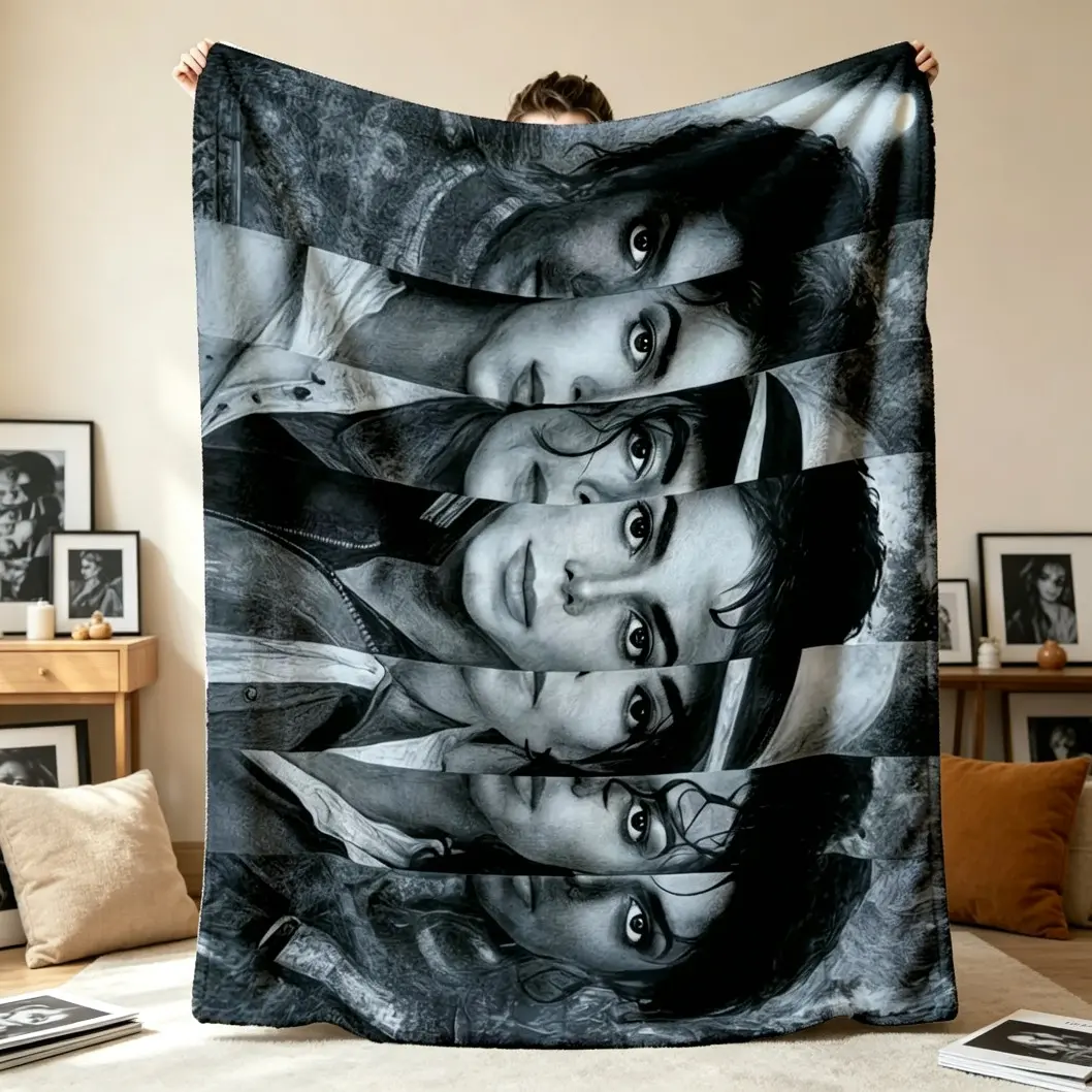 Michael Jackson Flannel Blanket, Black & White Sketch Portrait Print Soft Throw Blanket, Warm Lightweight Machine Washable Blanket for Bedroom Sofa Living Room Office, Kids & Adults Gift Christmas Halloween Black Friday