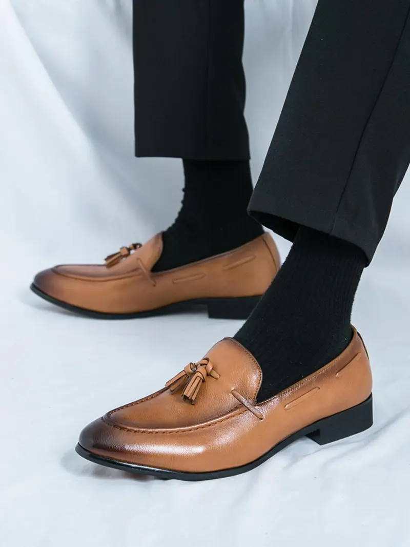 Men's Fringe Casual Shoes, Elegant Business Oxford, Slip-On Formal Footwear, Lightweight Comfortable Fashion, Perfect for Weddings and Parties