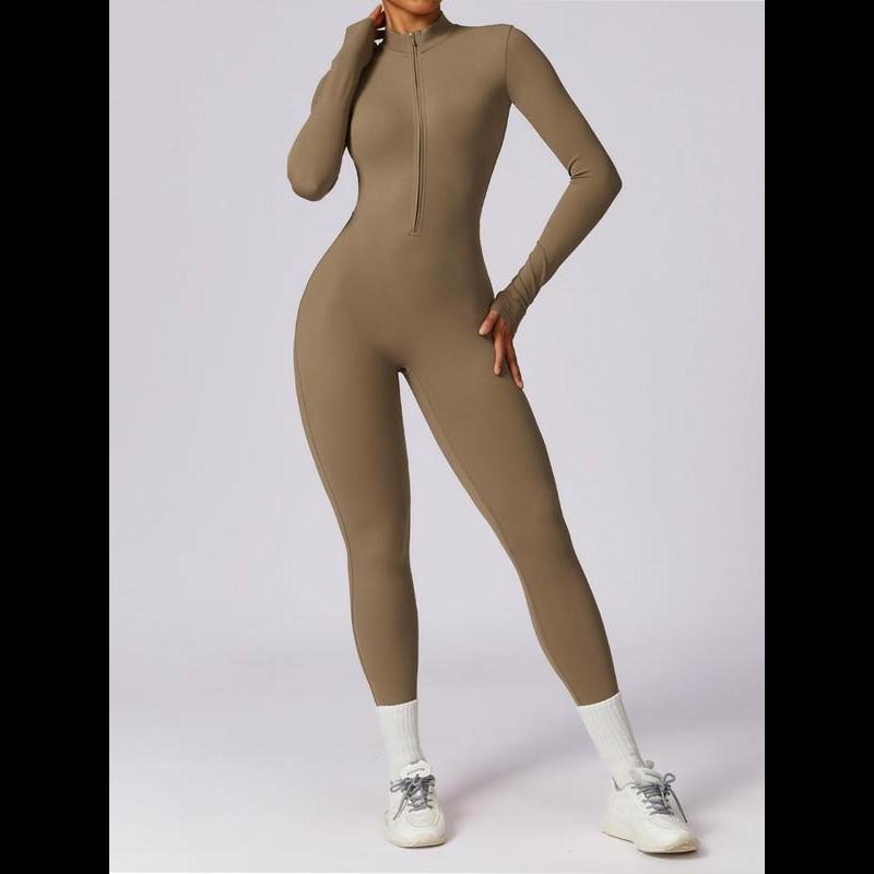 Women'sSolidZipUpLongSleeveSportsJumpsuit,CasualSportyJumpsuitforYogaGym,AthleticOnePieceOutfit,FitnessWomenswearClothes,OutfitsToHideTummyUk,WinterOutfits,GirlsGifts,TummyControl