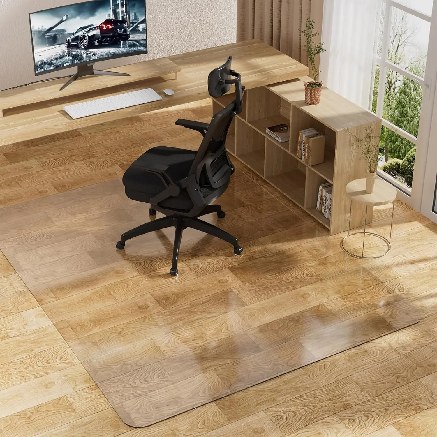 Office Chair Mat for Hard Floors, Plastic Transparent Floor Protector for Rolling Desk & Computer Chairs, 48 x 60 Inch Under Desk Mat Protects Hardwood, Wood and Tile Floors