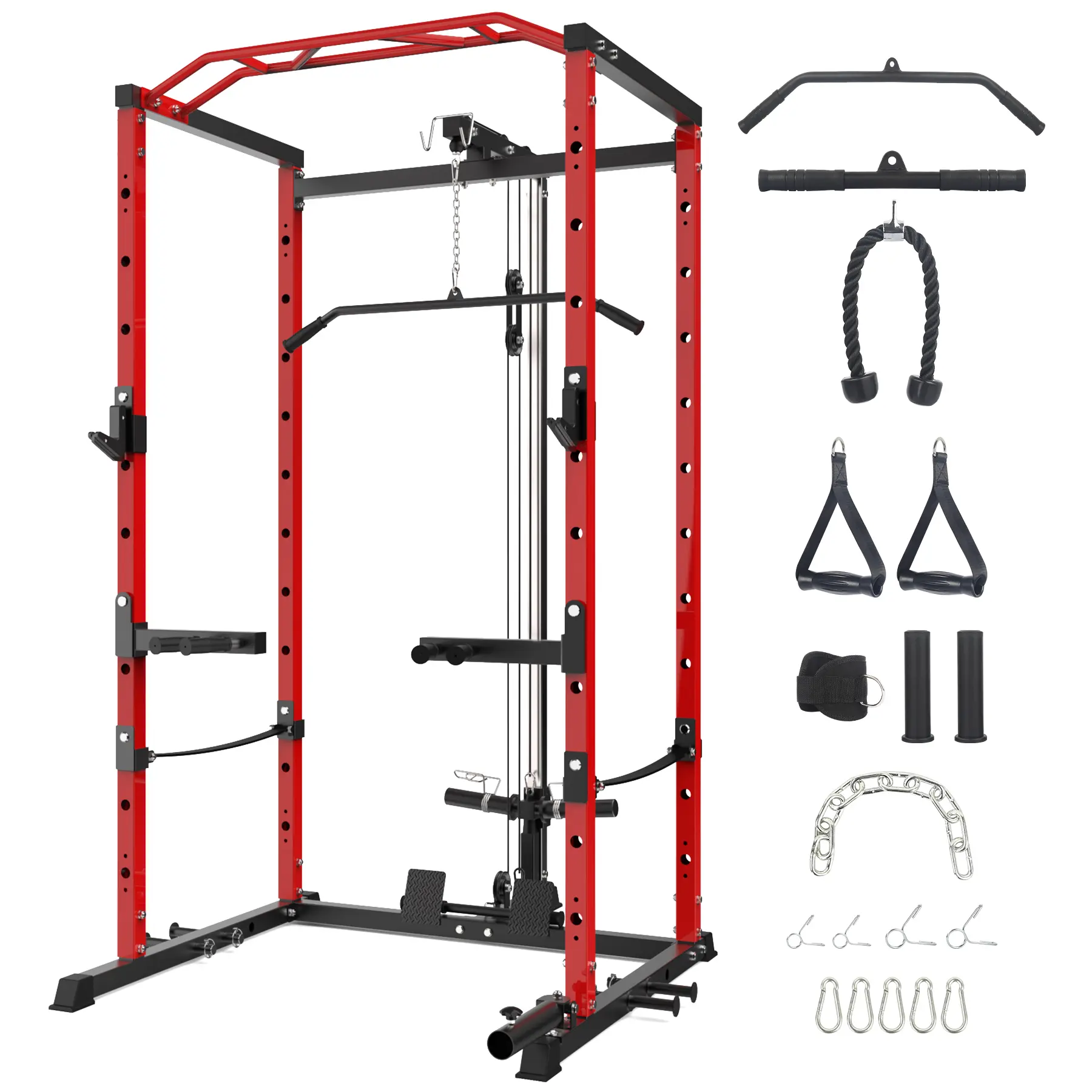 Gaomon Sturdy Multi-Functional Power Cage, 1000lbs Capacity Squat Rack with Pull-Up Bar, Dip Station, 20 Accessories, Heavy-Duty Steel Frame for Home Gym Strength Training