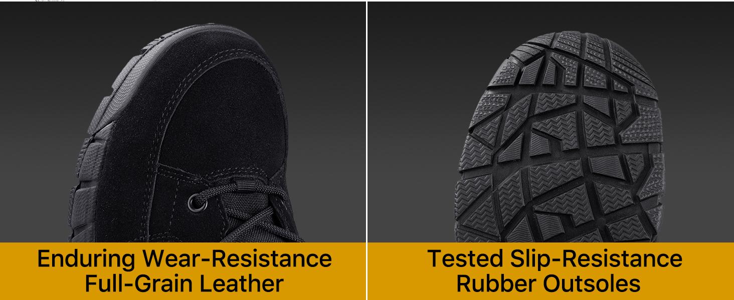 FREE SOLDIER Men's Durable Work Boots 6 Inches Lightweight Waterproof Hiking Boots Suede Leather Tactical Boots