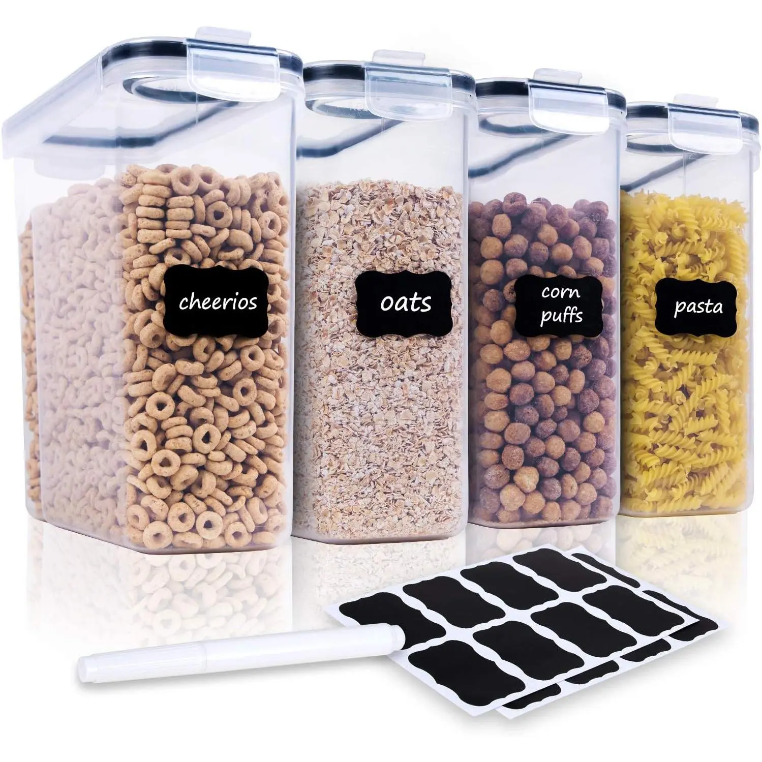 Cereal Containers Storage Set - 4 Piece Airtight Large Food Storage Containers(135.2oz), BPA Free Dispenser Plastic Cereal Storage Containers