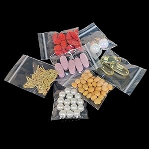 500pcs 1" x 2" Small Plastic Bags, 2 Mil Thick, Clear Small Zip Baggies, Resealable Zipper Bags, Storage Poly Baggies for Daily Vitamins, Candy Pills, Beads, Jewelry Parts, Tiny Items