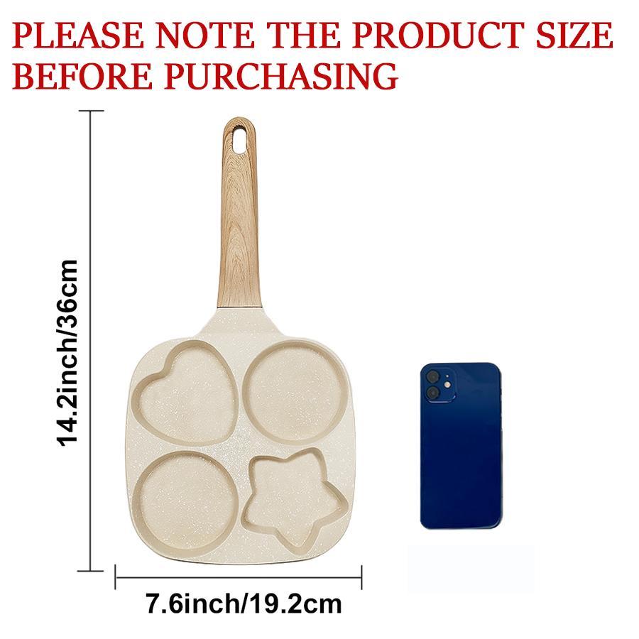 Four Hole Egg Frying Pan, 1 Count Non-stick Egg Frying Pan, Aluminum Omelette Pan, Nonstick Egg Pan, Breakfast Frying Pan for Cooking Eggs, Burger & Bacon