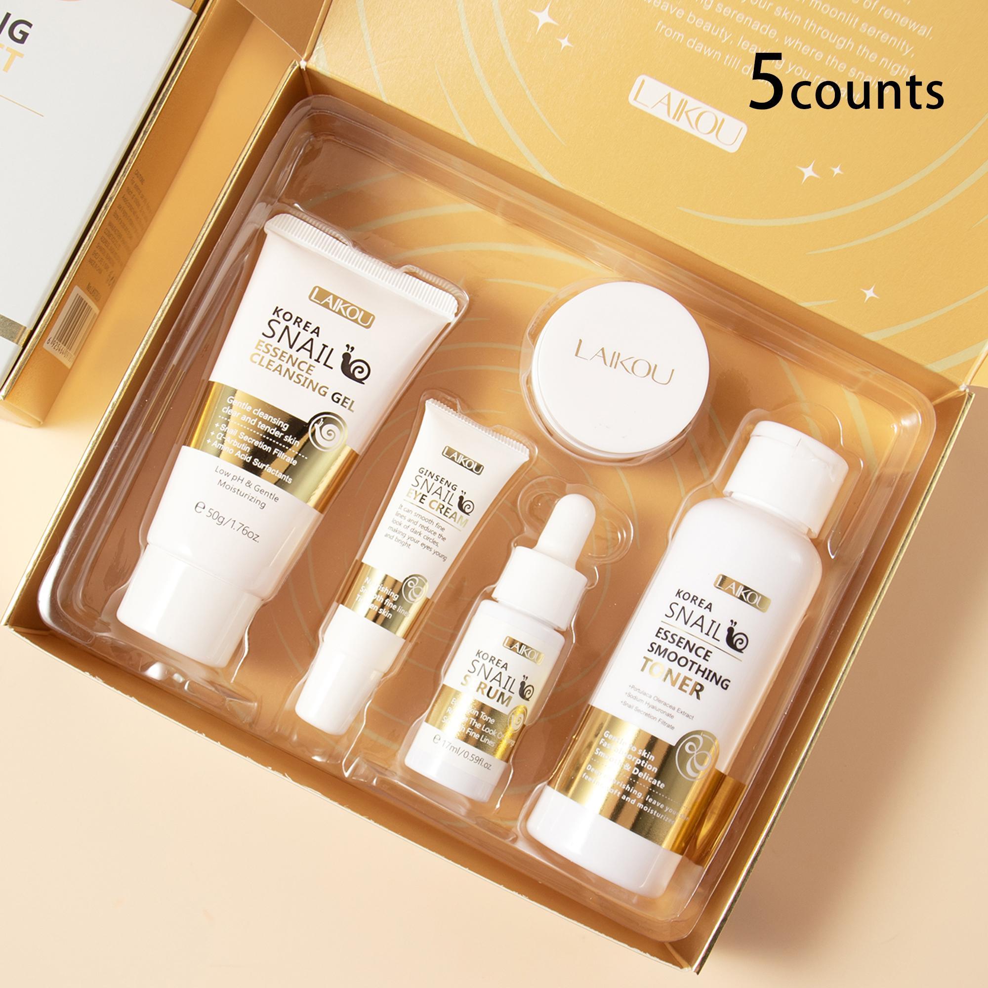 Hydrated Snail Ginseng Facial Skin Care Kit, 1 Set Including Facial Cleanser & Eye Cream & Serum for Improve Skin Elasticity, Moisturizing Skin Care Kit