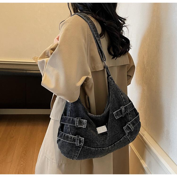 New Fashion Large Capacity Denim Crossbody Shoulder Bag for Women Casual Storage Bag Textured Casual and Versatile Coach Bag
