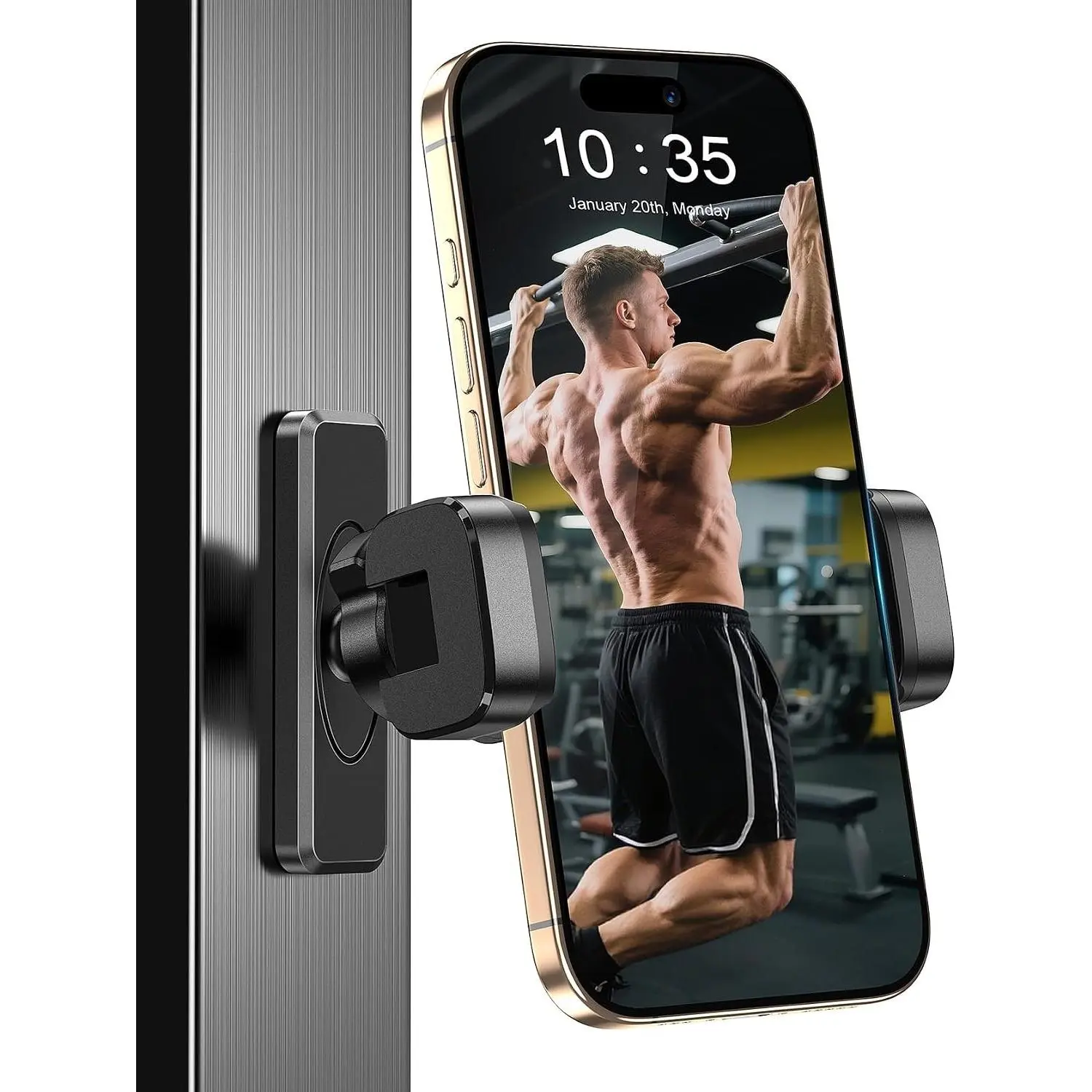 Magnetic Phone Holder for Gym with Strong Magnets, 360° Adjustable Phone Mount Compatible with All Smartphones 4.7-7 inch, Gym Accessories Gift for Men WomenGift