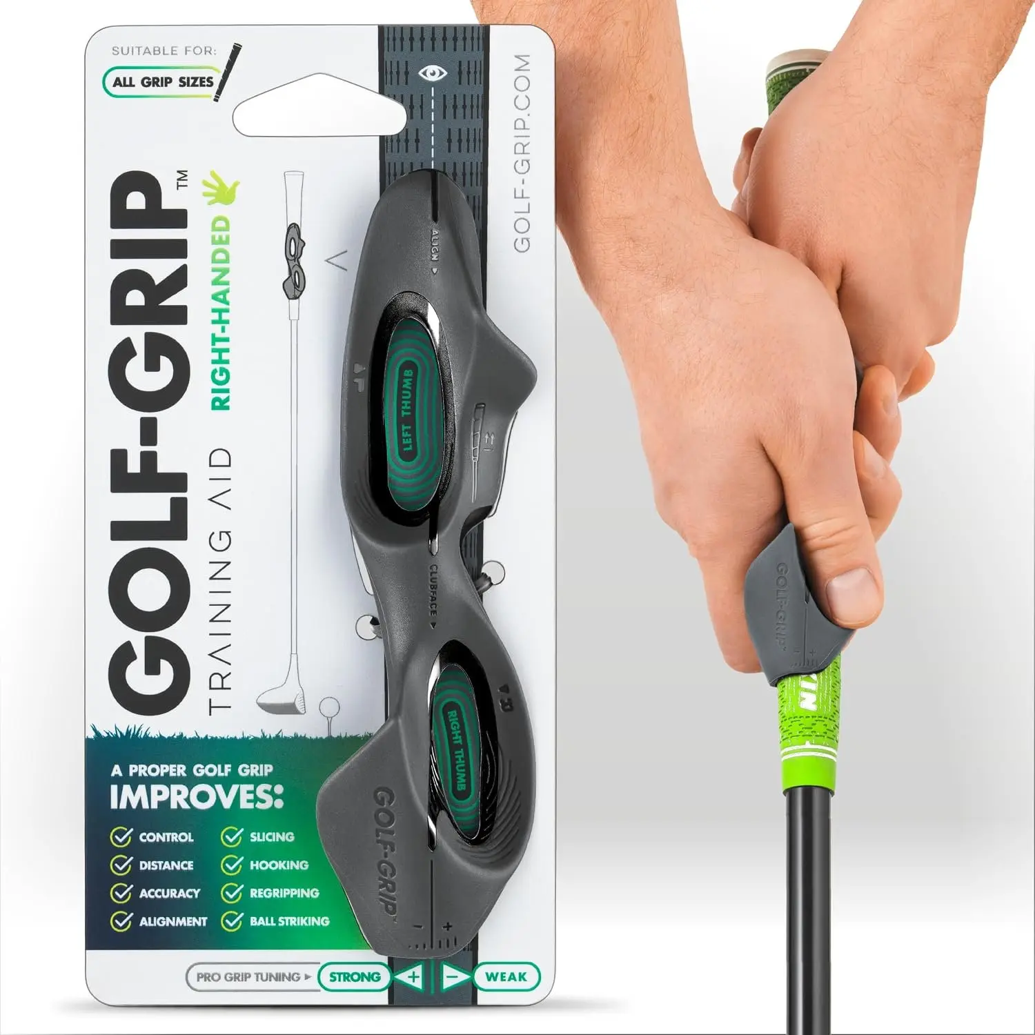 GOLF-GRIP™ Golf Grip Trainer for Left & Right-Handed Golfers –  Golf  Aid for Proper Hand Position & Swing Technique – Hit Straighter,  Shots & Fix Slices or Hooks