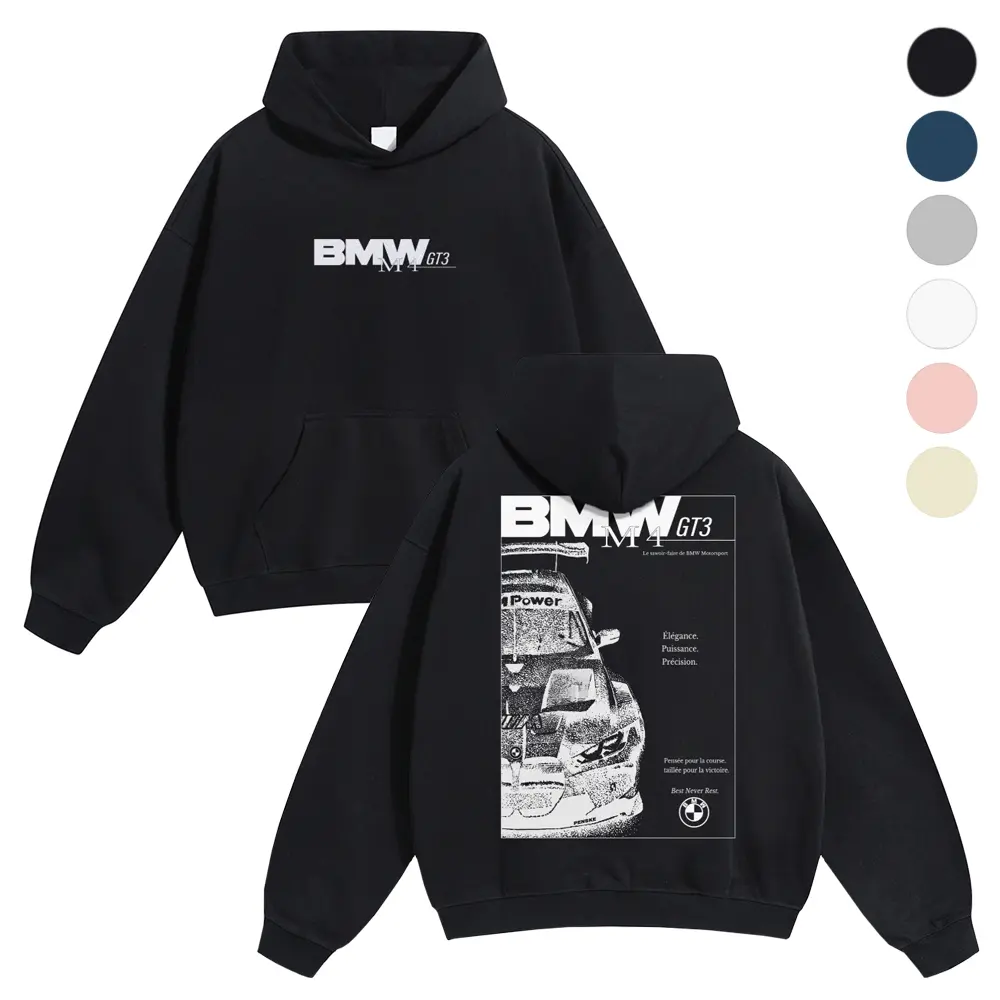 Square Box Framed Faded Grain Dot European GT Racing Coupe Back Print Unisex pure cotton sweatshirt