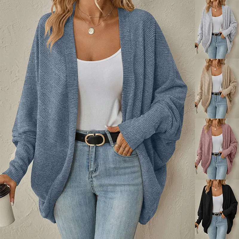 Women's Autumn-Winter Casual Basic Batwing-Long Sleeve Loose Knitwear Cardigan Jacket