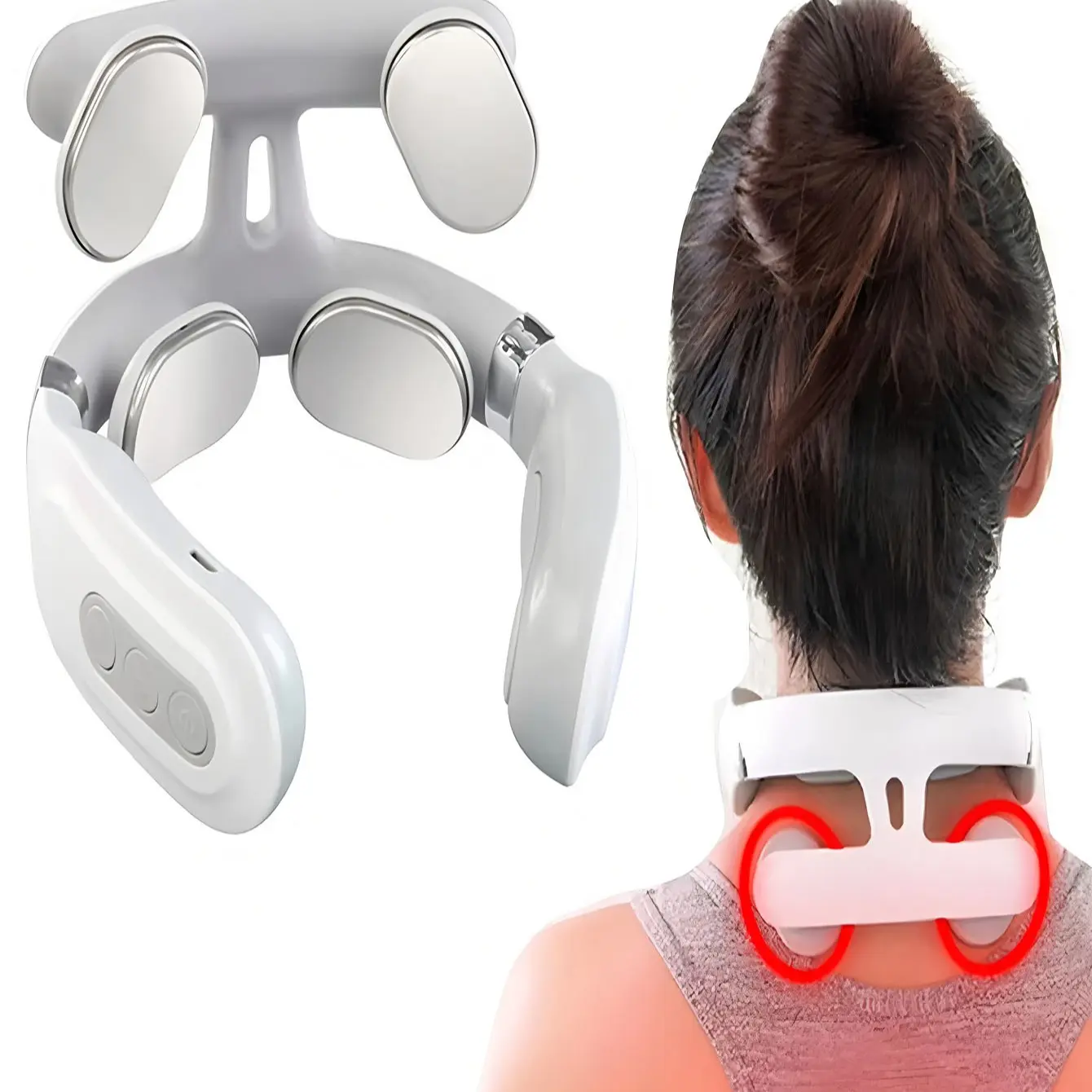 Portable Electric Neck Massager, Smart Neck Massage Device, Rechargeable, Relieves Neck and Shoulder Pain, Ideal for Home Use