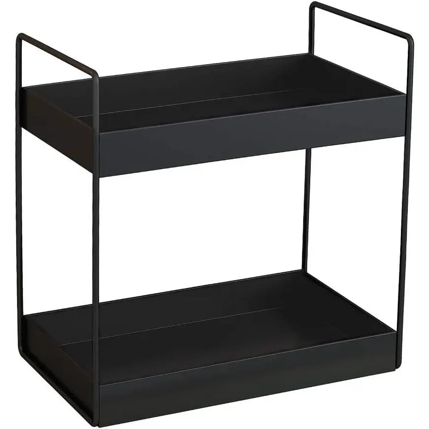 2 Tier Bathroom Counter Organizer, Standing Vanity Organizer Shelf for Bathroom Storage Organization, Countertop Skincare Makeup Organizers Holder, Black